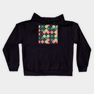 Argyle Pattern Green Pink and Navy Kids Hoodie